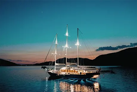 gulet yacht bella mare evening view