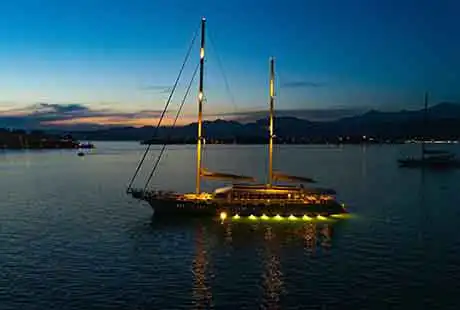 king of the sea yacht view by evening 