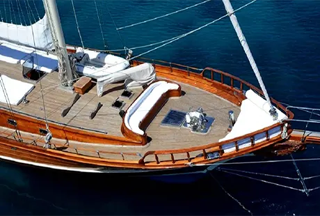 motor sailer yacht smyrna 1 foredeck closeup