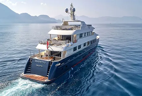serenity 2 motor yacht view from back 