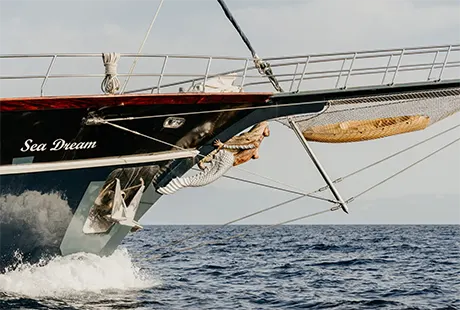 exterior bow sea dream sailing yacht with mermaid
