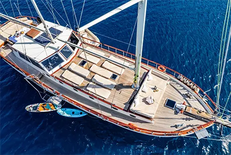 gulet leylali front deck area from top