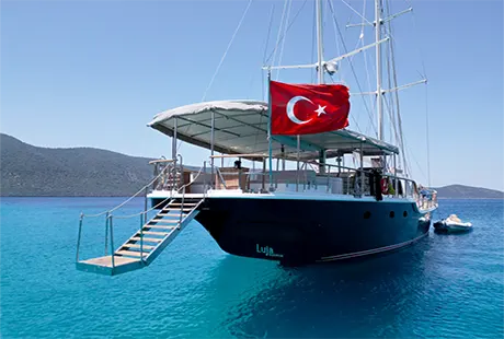 luja luxury yacht aft deck hydraulic stairs 