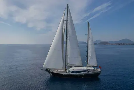 luxury gulet tigra port side view