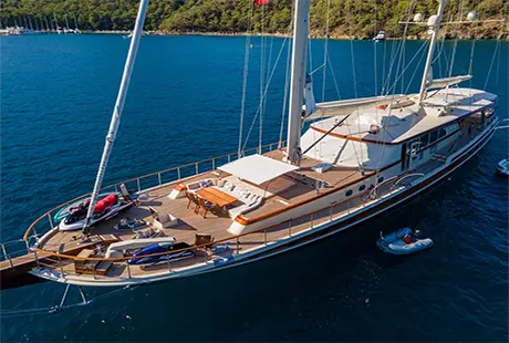daima luxury boat front deck from port side 