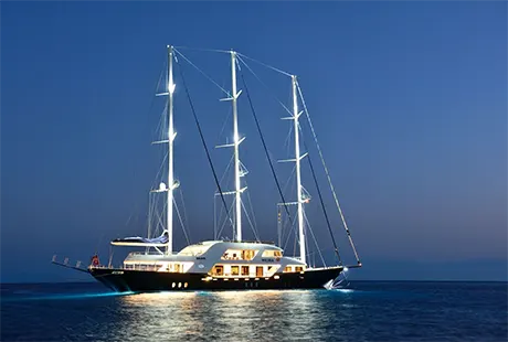 delux sailing yacht meira evening view