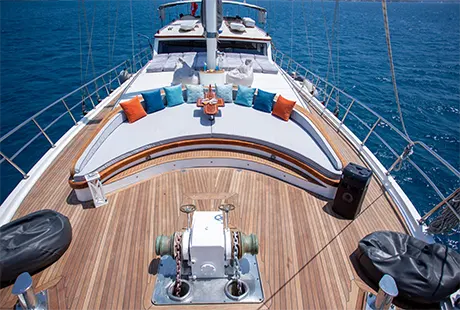 general view of gulet yacht diva deniz front deck