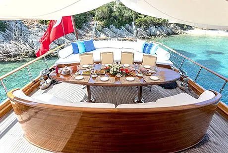 motor sailer gulet yacht grace 1 aft deck dining area