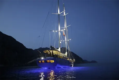 silver moon boat back side evening view