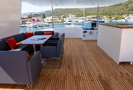 trawler almila flybridge area 